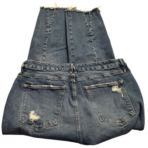 GOOD AMERICAN Good Straight Jeans High Rise Split Raw Hem Size 16 - Picture 4 of 11